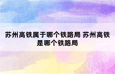 苏州高铁属于哪个铁路局 苏州高铁是哪个铁路局